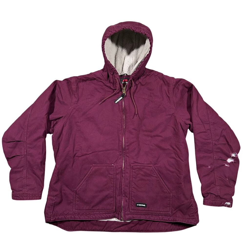 Bernie Jacket Women’s 3XL Purple Duck Canvas Sherpa Lined Hooded Coat Chore Barn